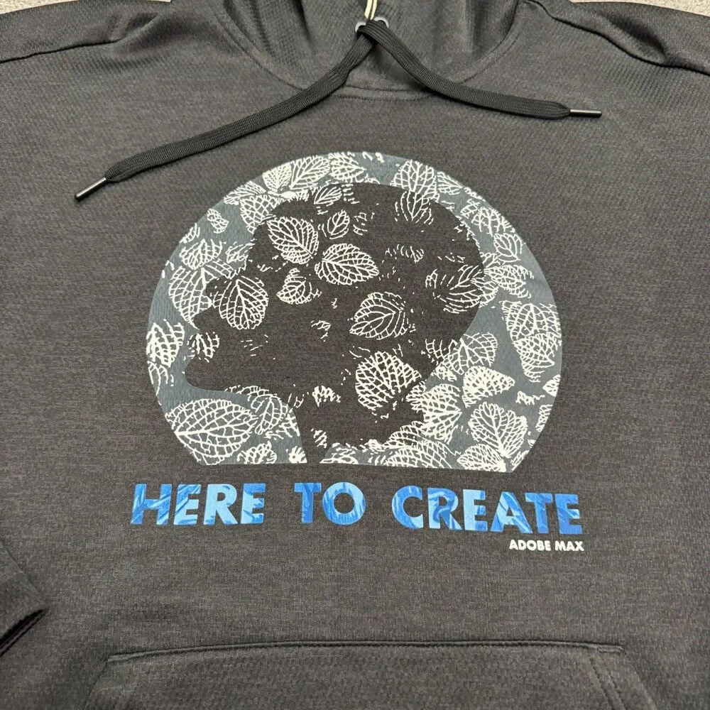 Adidas Climawarm Adobe Max Here To Create Pullover Hoodie Men 2XL Black Graphic